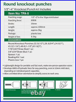 UTZIKO Hydraulic Knockout Punch Electrical Conduit Hole Cutter Set KO Tool Ki