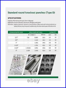 UTZIKO Hydraulic Knockout Punch Electrical Conduit Hole Cutter Set KO Tool Ki