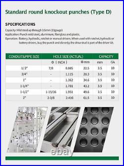 UTZIKO Hydraulic Knockout Punch Electrical Conduit Hole Cutter Set KO Tool Ki