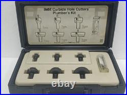 Unibit Carbide Hole Cutters Plumber's Kit Made In USA 6 Pcs Cutter Set With Case