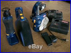 Used Ryobi 18 volt set Radio, light, vaccuum, rotary cutter and 2 chargers