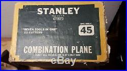 VERY CLEAN Stanley No. 45 Combination Plane with Full Set Cutters (22) & Box N/R