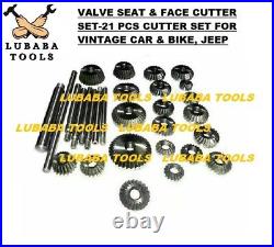 Valve Seat & Face Cutter Set-21 Pcs Cutter Set For Vintage Car & Bike, Jeep