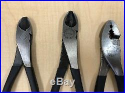 Vintage Craftsman side cutter slip joint, robo-grip pliers set made in USA