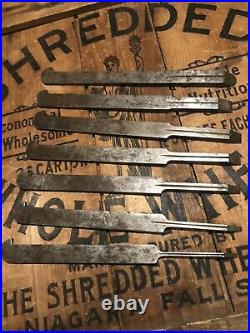 Vintage Sandusky Tool Co. Set of (7) Plow Plough Plane Irons Cutters Woodworking