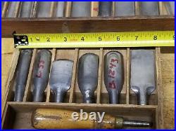 Vintage Set Of 18 Woodworking Chisel Gouges One Handle Interchangeable Cutters