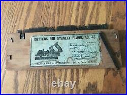 Vintage Set Stanley Plane No. 45 Cutters & Original Wooden Box Collectible USA