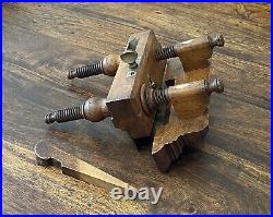 Vintage Wooden Screw Stem Plough Plane and Set of Six Cutters Great Condition