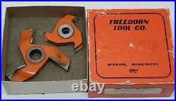 Vtg Freeborn Tool Pattern Shaper Cutter Bit Set Lot 3/4 to 1/2 w box Woodworking