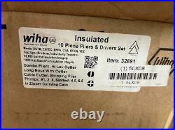 WIHA Tools 32891 Insulated Pliers, Cutters, Screwdrivers 10 PC Set Zip Case NIB