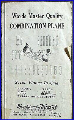 Wards Master Quality Combination Plane No. 45. With Cutter Set box & manual (G)