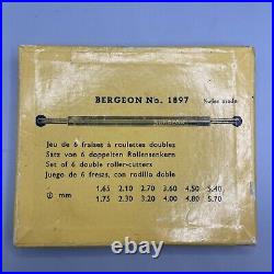 Watchmaker BERGEON No. 1897 Roller Cutters Set of 6 in Factory Box Oil Sink Tool