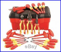 Wiha 32973 22 Piece Insulated Pliers/Cutters/Screwdriver/Nut Driver Tool Box Set