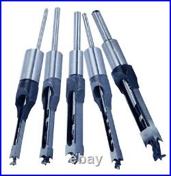 Woodworking Square Hole Drill Bit 5Pcs Wood Saw Mortising Chisel Cutter Tool Set