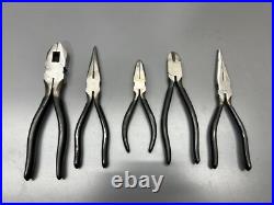 (f) VINTAGE CRAFTSMAN WF 5PC PLIERS SET LINESMAN NEEDLENOSE CUTTERS USA